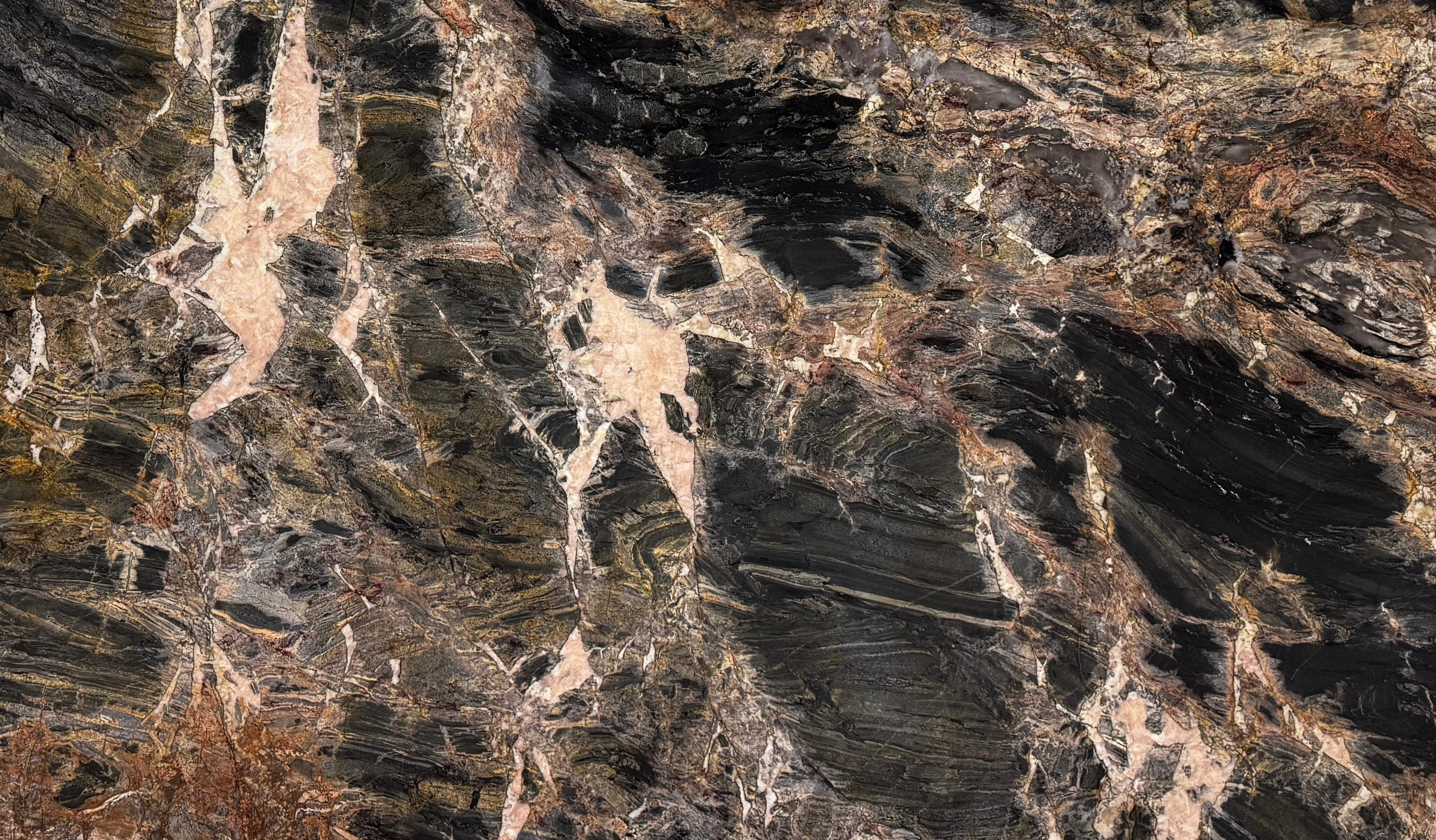 Exotic quartzite feature wall installation