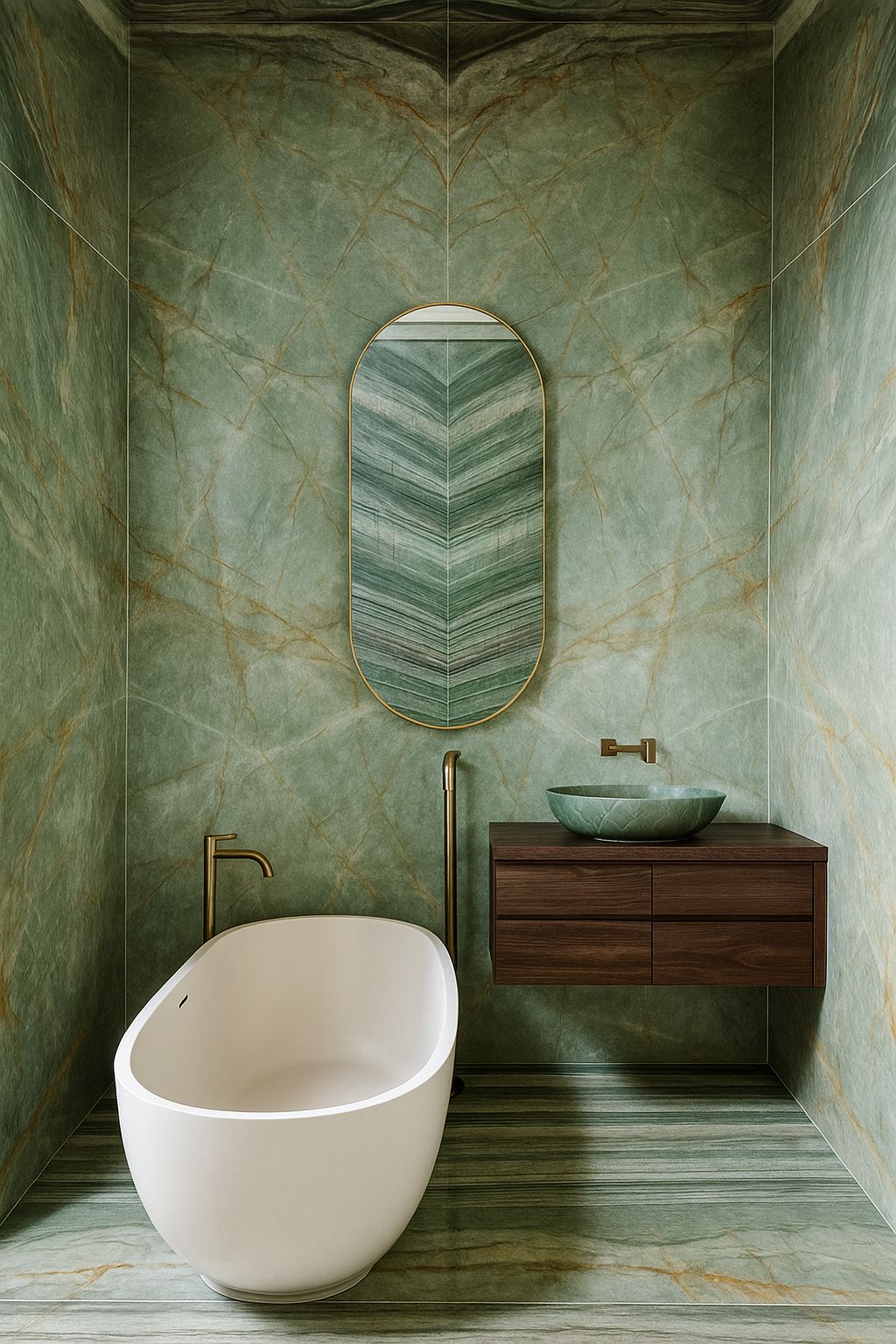 Modern residential interior with natural stone finishes