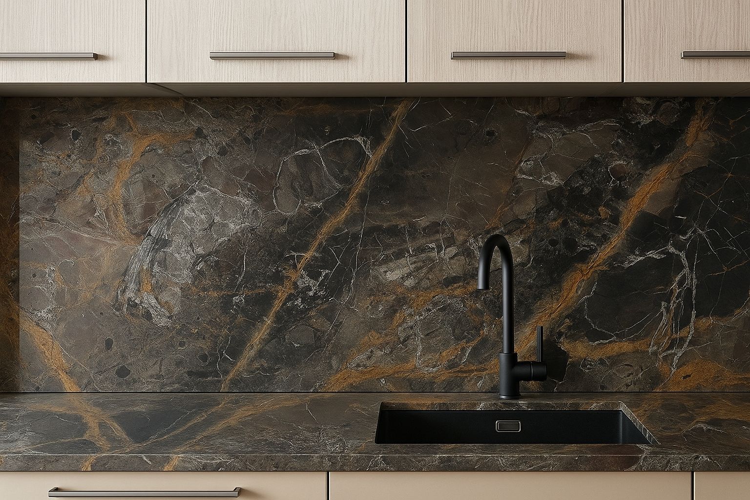 Architectural ceiling with stone installation