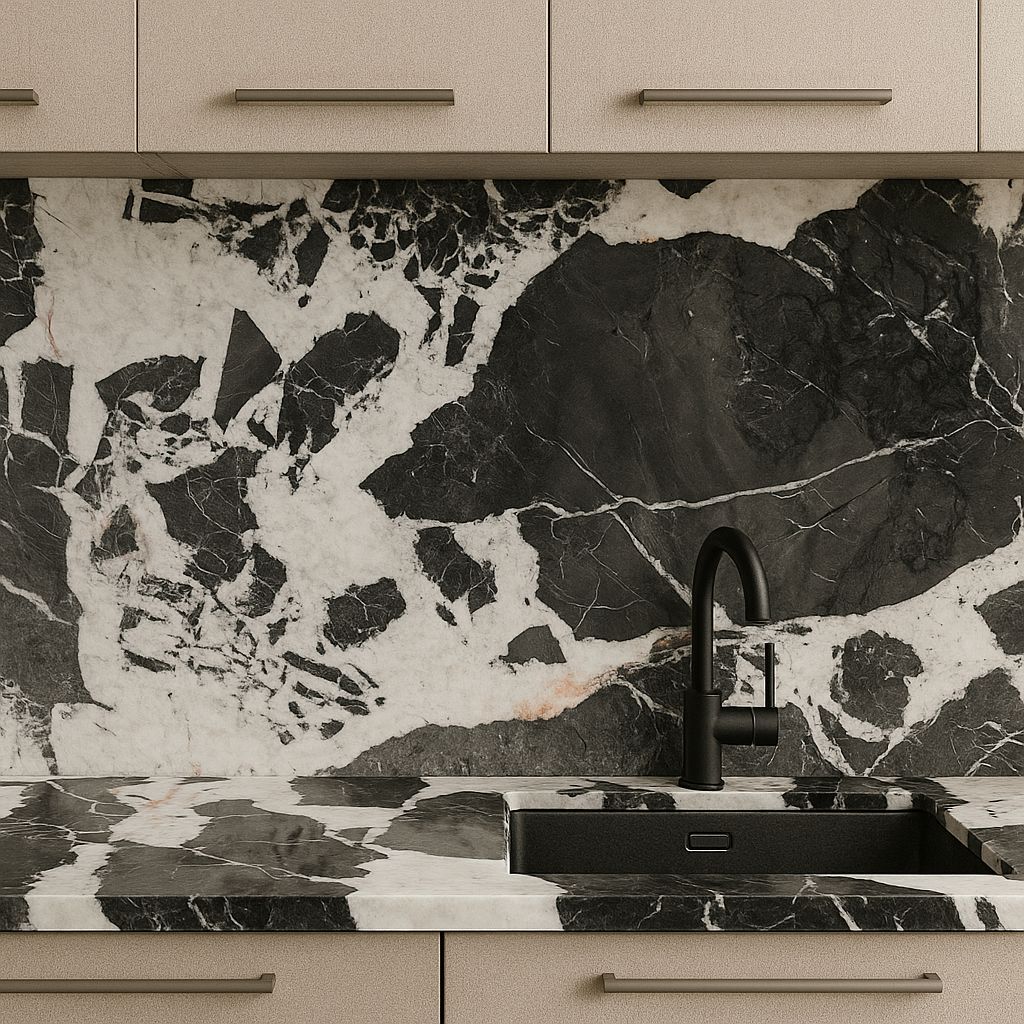 Luxury living room with stone wall finish