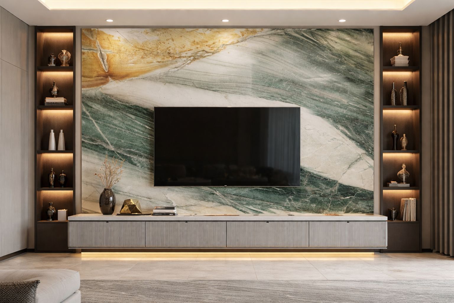 Stone material palette wall display